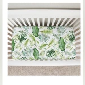 Palm Leaf Baby Bedding Crib Set Tropical Nursery Gender Neutral Leaves Green